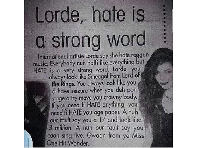 Jamaican Newspaper Rips Into Singer Lorde Because She Doesnt Like