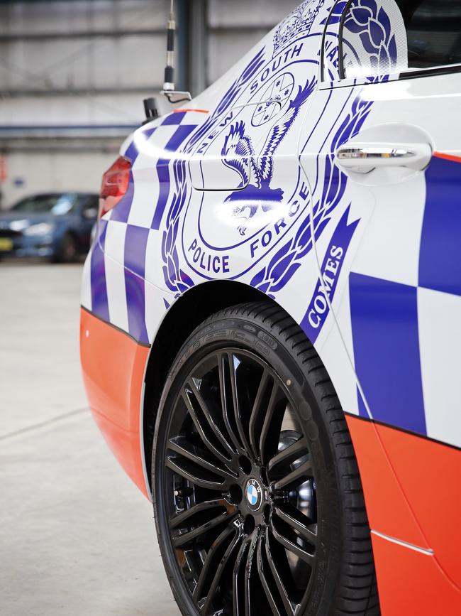 NSW Police trim above the BMW wheel. Picture: Sam Ruttyn