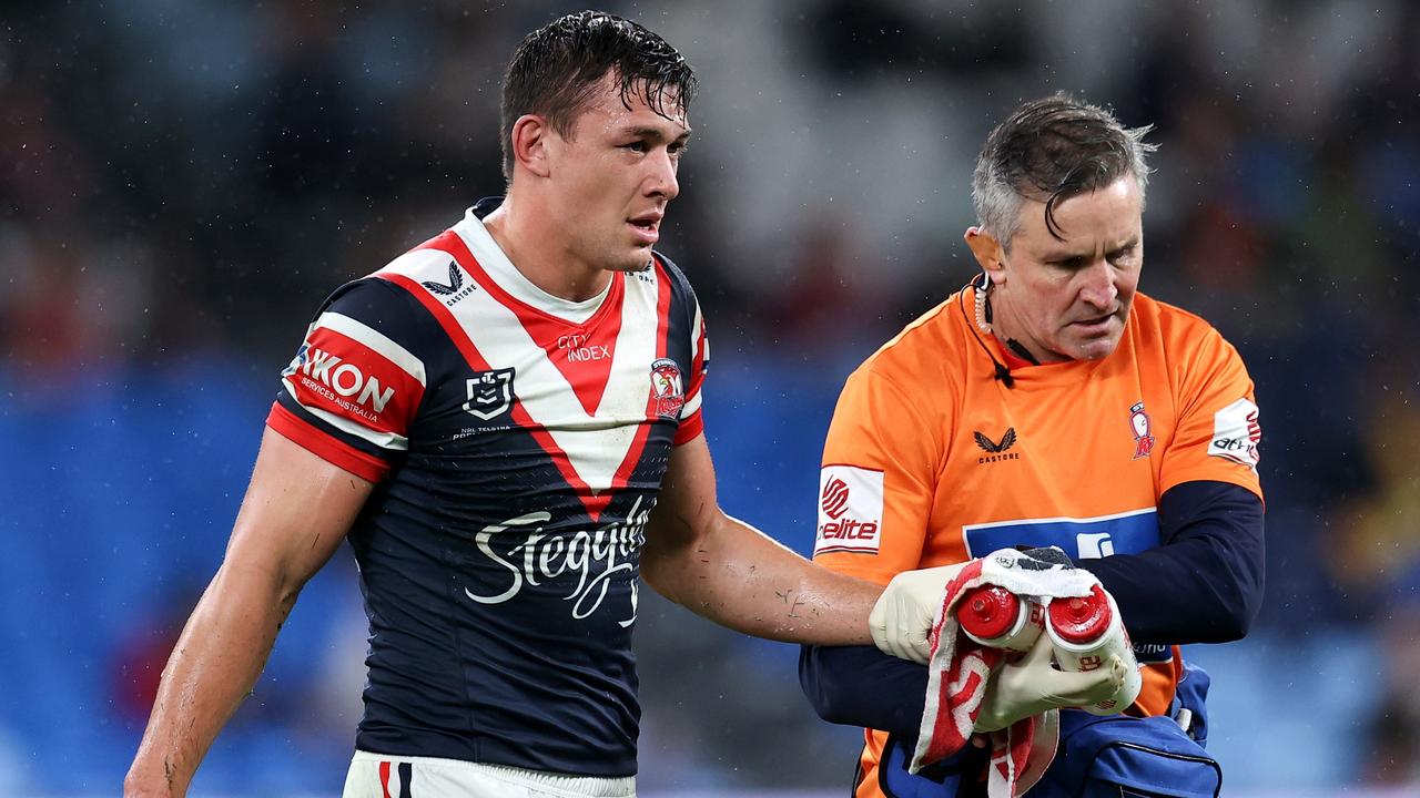 Joseph Manu is the latest Roosters centre to be ruled out indefinitely. Picture: Brendon Thorne/Getty Images