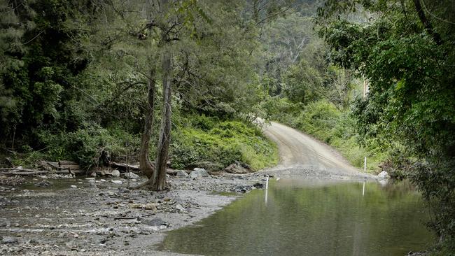 A creek crossing on Booloumba Creek Rd, where it is believed at least one of three women was abducted. Pic Megan Slade.