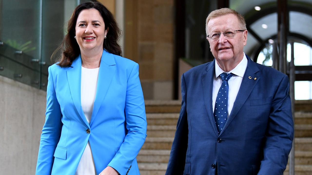 Premier Annastacia Palaszczuk and Australian Olympic Committee president John Coates. Picture: Dan Peled