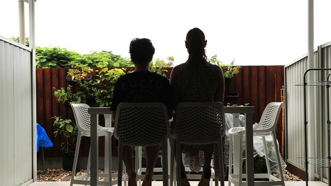 Mum Sarah and son Kobe cannot be identified. Photo Scott Powick Newscorp