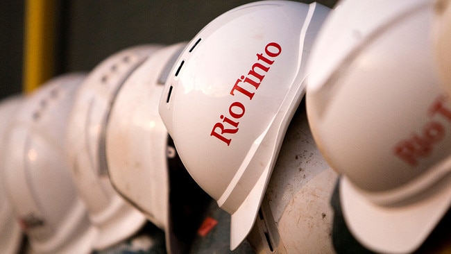 Rio Tinto miners' helmets hanging