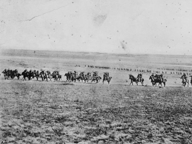 The ‘Thunder of a light horse charge': The charge of the 4th Light Horse Brigade at Beersheba. Picture: AAP/Australian War Memorial