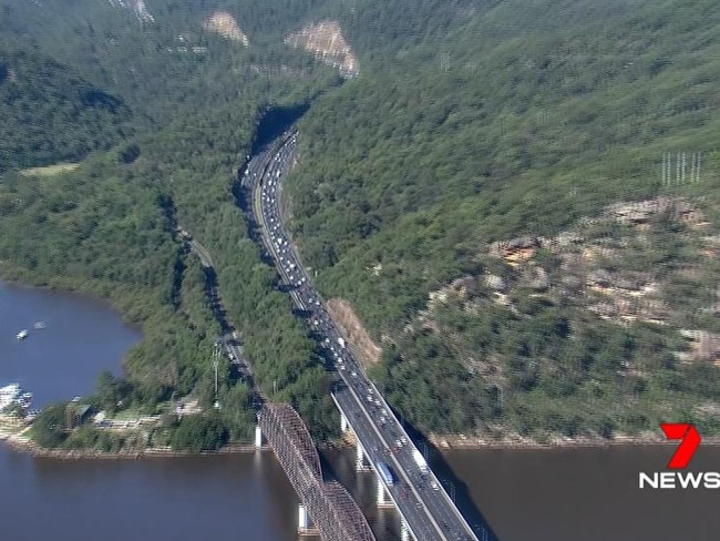 Heavy Easter traffic northbound along the M1 Pacific motorway early on Friday. Picture: 7News