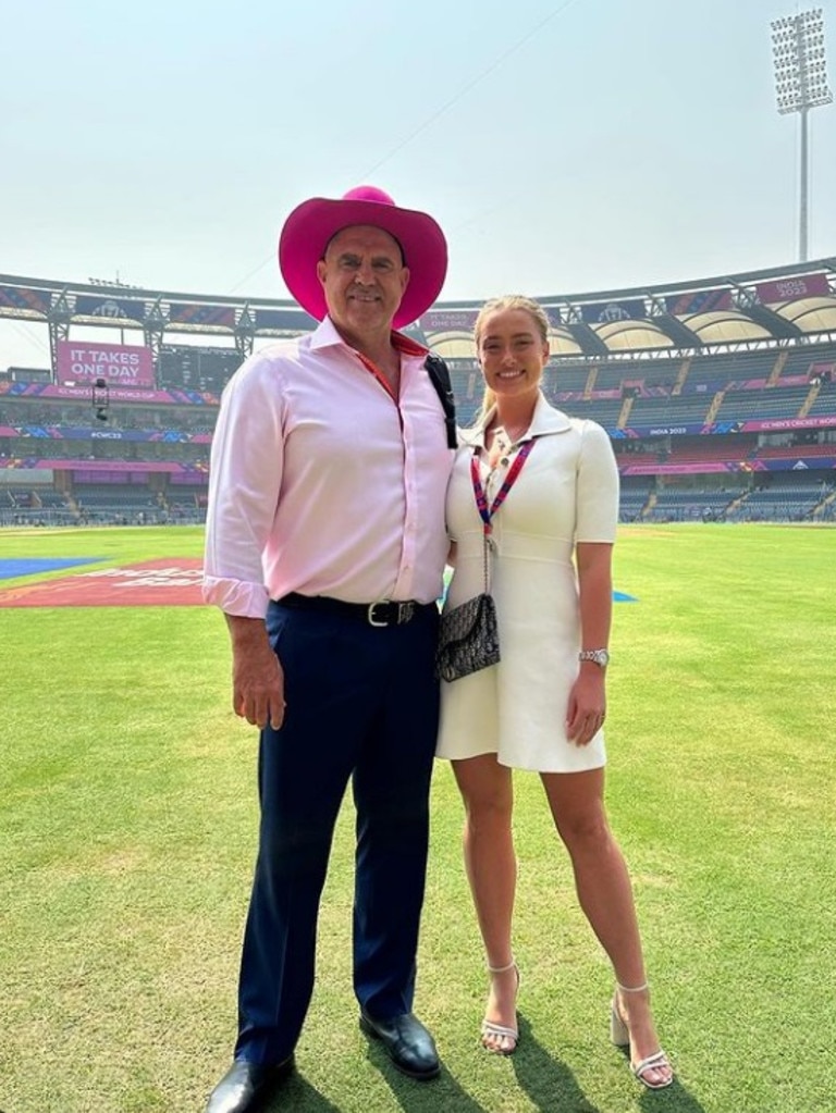 Matthew Hayden and Grace Hayden on the field. Photo: Instagram.