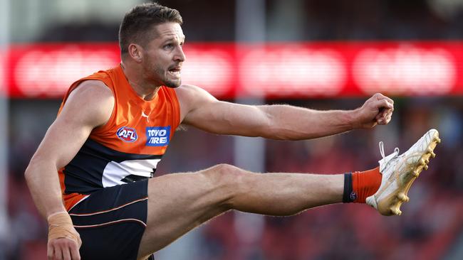 Jesse Hogan was best afield in the Giants’ win over Essendon with four goals. Picture: Phil Hillyard