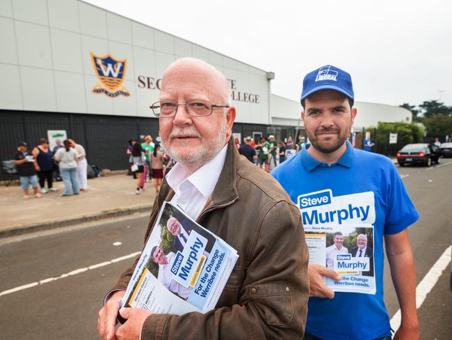 Werribee Liberal candidate Steve Murphy with senator Evan Mulholland. Picture: Tony Gough