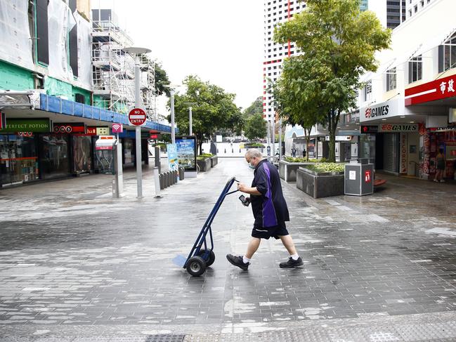 Brisbane’s Queen Street Mall was deserted yesterday. Picture: Tertius Pickard/NCA NewsWire