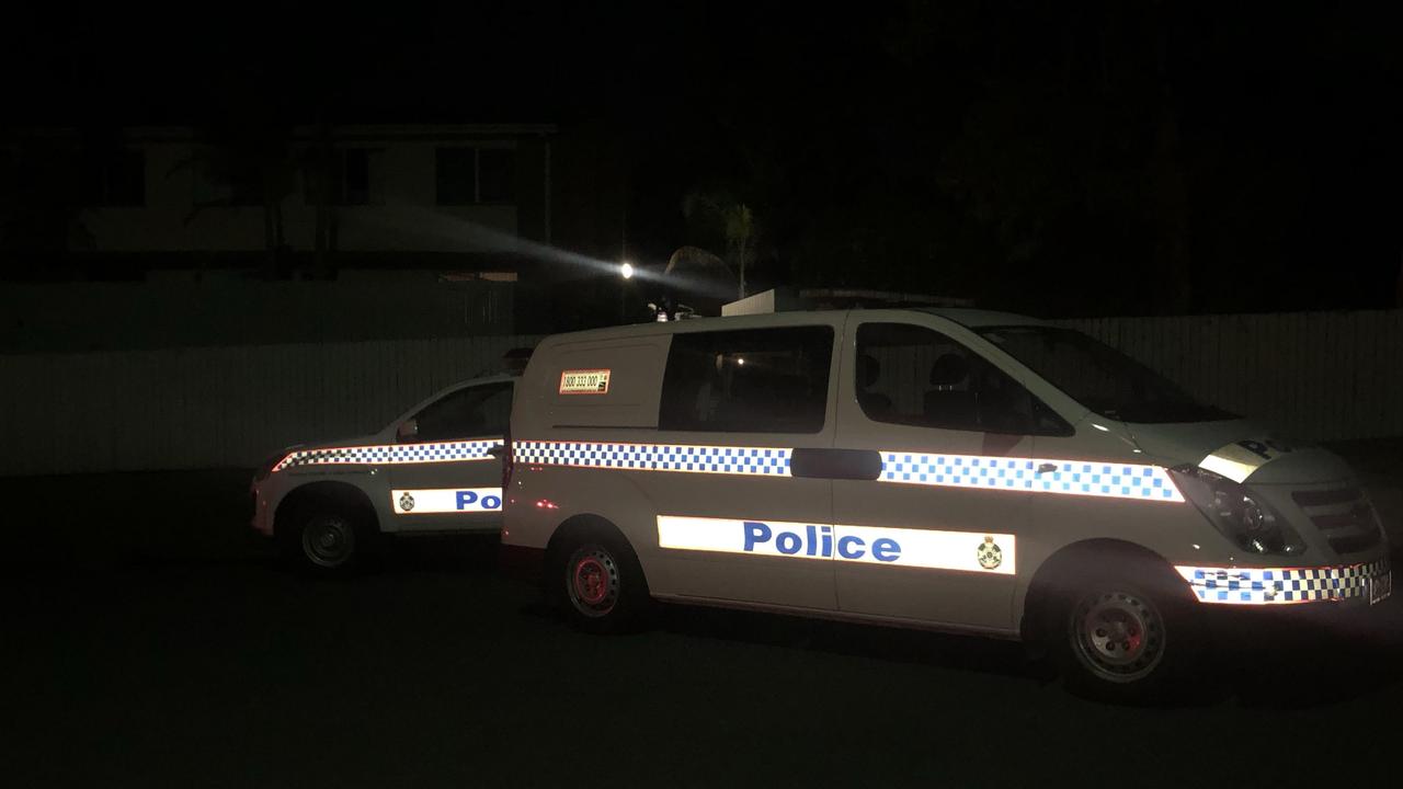 Police remain at the scene. Picture: Annie Perets
