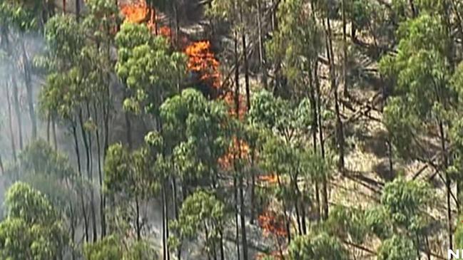 An aerial shot of the fire burning at Coles. Picture: 7NEWS