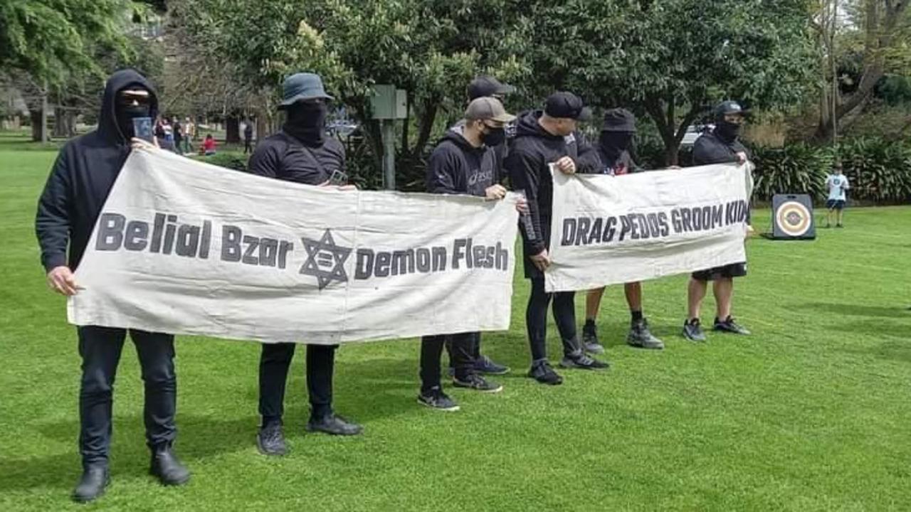 A group of neo-Nazis in Moonee Ponds, Melbourne. Anti-Semitism is rising in Aussie schools.