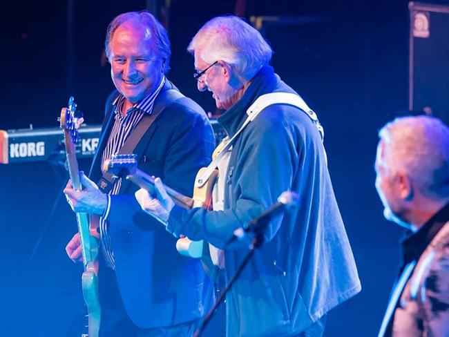 Wheatley, Mick Bower and Craig Holden of The Masters Apprentices perform at the Thebarton Theatre Concert Of A Lifetime in 2018. Picture: SA Music Hall of Fame