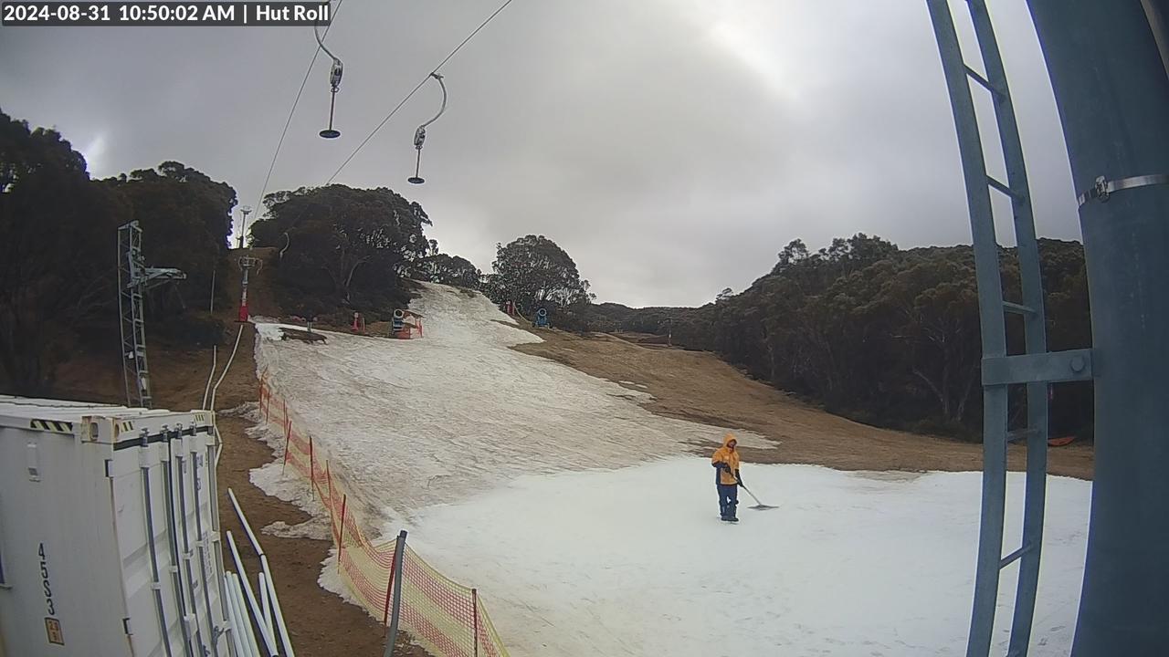 Mount Baw Baw’s Hut Roll snow cam on Saturday morning.