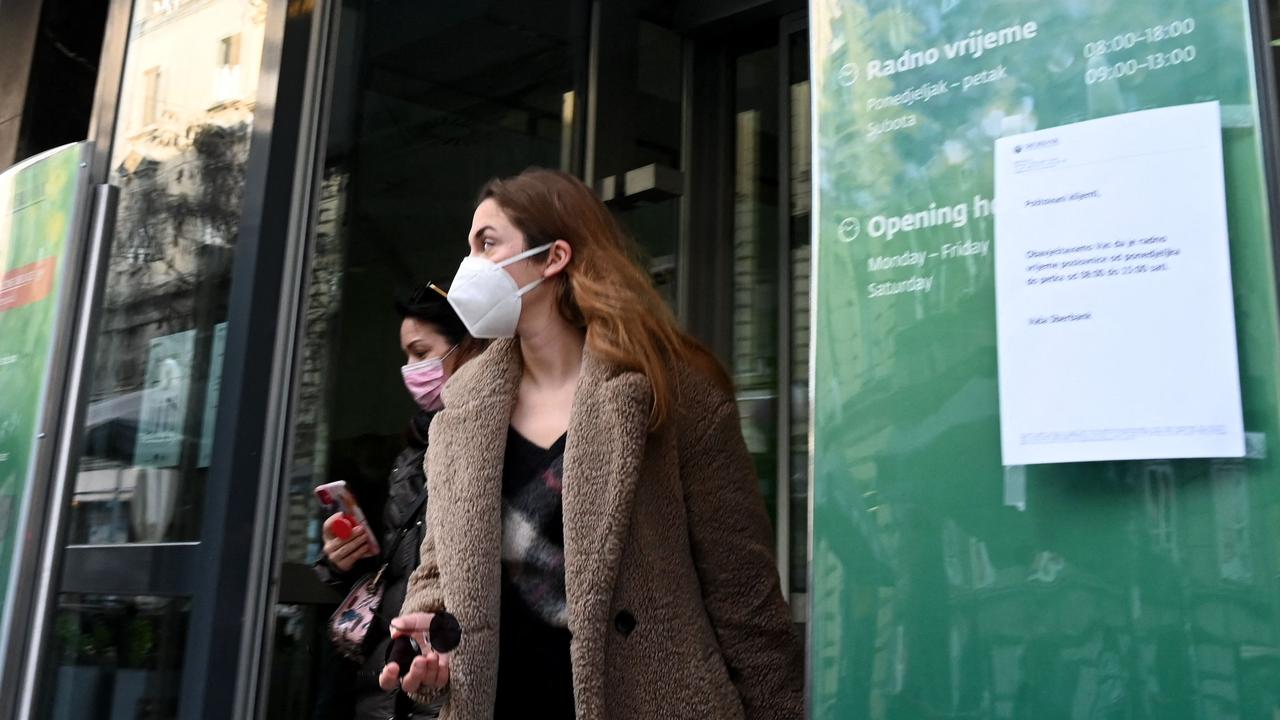 Citizens of Zagreb rushed to a branch of Russian Sbertbank in an attempt to retrieve their money following last week’s Russian attack on Ukraine. Picture: Denis Lovrovic/AFP