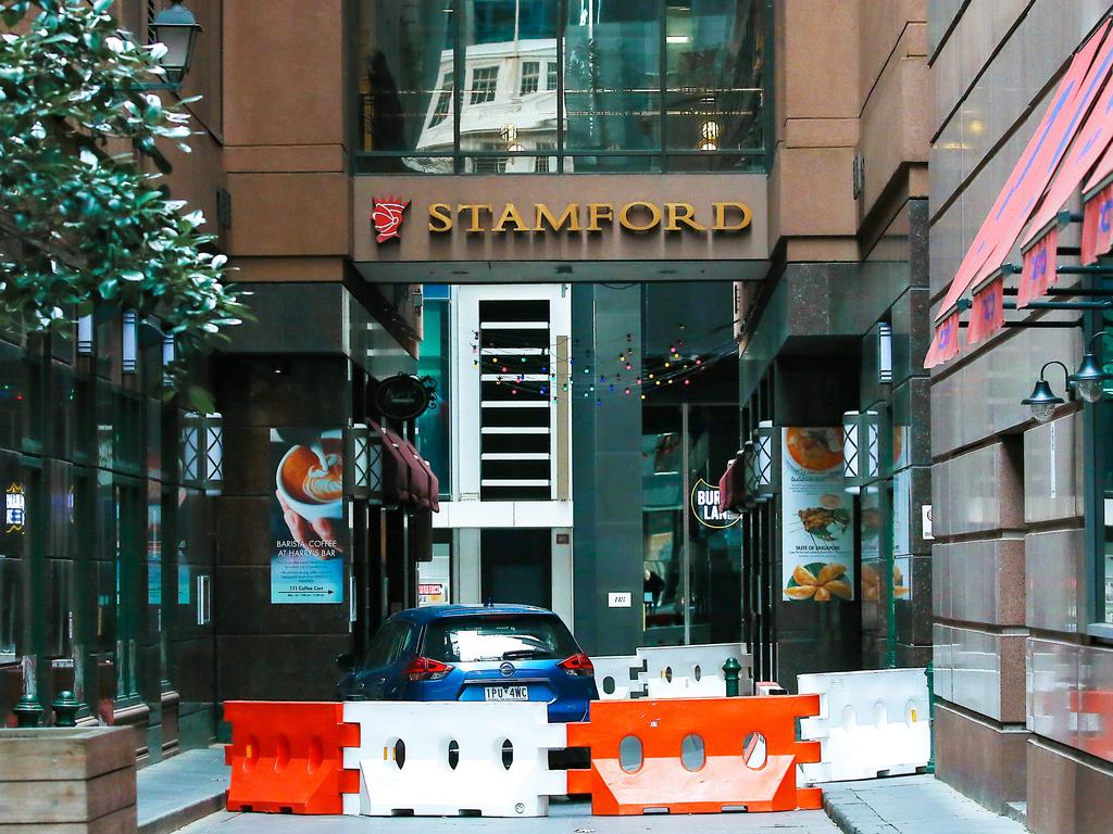 The Stamford Plaza Hotel has been closed due to an outbreak of COVID-19. Picture: Ian Currie