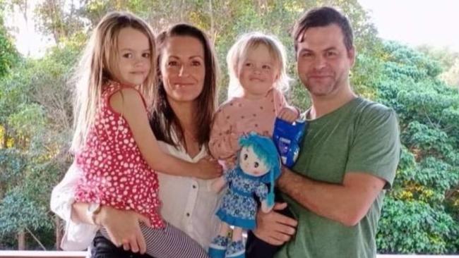 Katrina Darcy-Frelford with young daughters Ayla and Indi and husband Seth. Photo: Contributed.