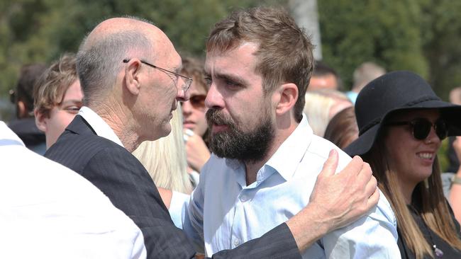 Danielle's brother Brendon Easey at her funeral today at Lake Macquarie Memorial Park.