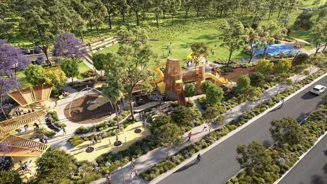 Image of how Figtree Hill, which is currently under construction and will include 1700 new homes, is expected to look upon completion. The upgraded road would include a new entrance to the neighbourhood off Appin Road.