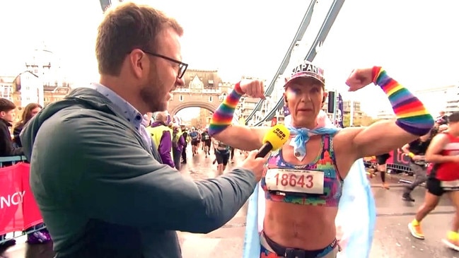 Glenique Frank interviewed after the race. Photo: BBC.