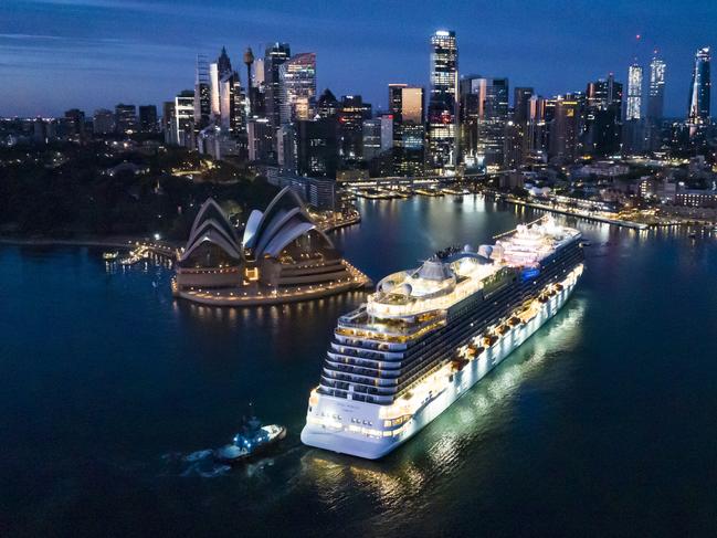 SYDNEY, AUSTRALIA - OCTOBER 23: The Royal Princess cruise ship arrives into Sydney Harbour and past the Sydney Opera House and Harbour Bridge on October 23, 2023 in Sydney, Australia. Measuring 330 metres in length, and 19 decks high, the stunning 3560-guest ship is set to become a regular sight in New Zealand ports over the next six months, as she offers three round trip cruises from Auckland as well as a series of trans-Tasman cruises from Sydney. One of Princess CruisesÃ¢â¬â¢ largest and most popular ships, the 142,229-tonne Royal Princess has a strong regal connection. The ship was christened by HRH, Catherine, Princess of Wales, in the United Kingdom in 2013, while the late Princess Diana - CatherineÃ¢â¬â¢s mother-in-law - christened Princess CruisesÃ¢â¬â¢ original Royal Princess in 1984. (Photo by James D. Morgan/Getty Images for Princess Cruises)