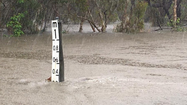 People have posted reports on Facebook of flash flooding near Woolworths at Cooloola Cove. Photo: Kerry Weatherby