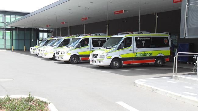 Ambulances outside the emergency department at the Gold Coast University Hospital at Parkwood. Picture Mike Batterham