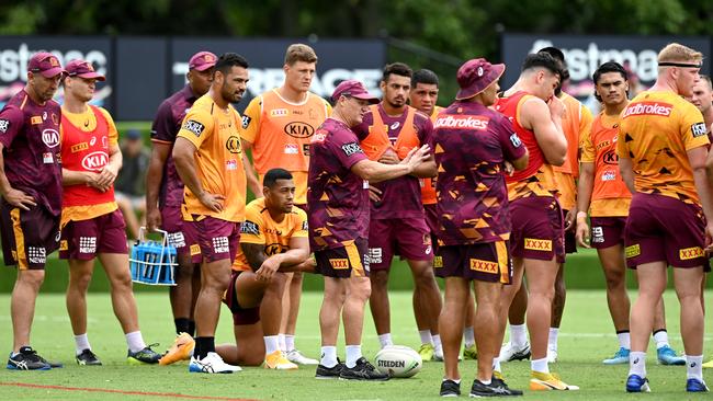 Coach Kevin Walters takes charge at training. Picture: Bradley Kanaris/Getty Images