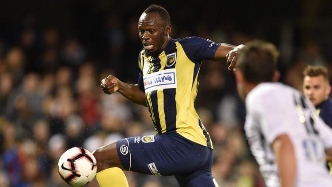 Usain Bolt’s trial at the Central Coast Mariners was relatively short-lived. Picture: AFP