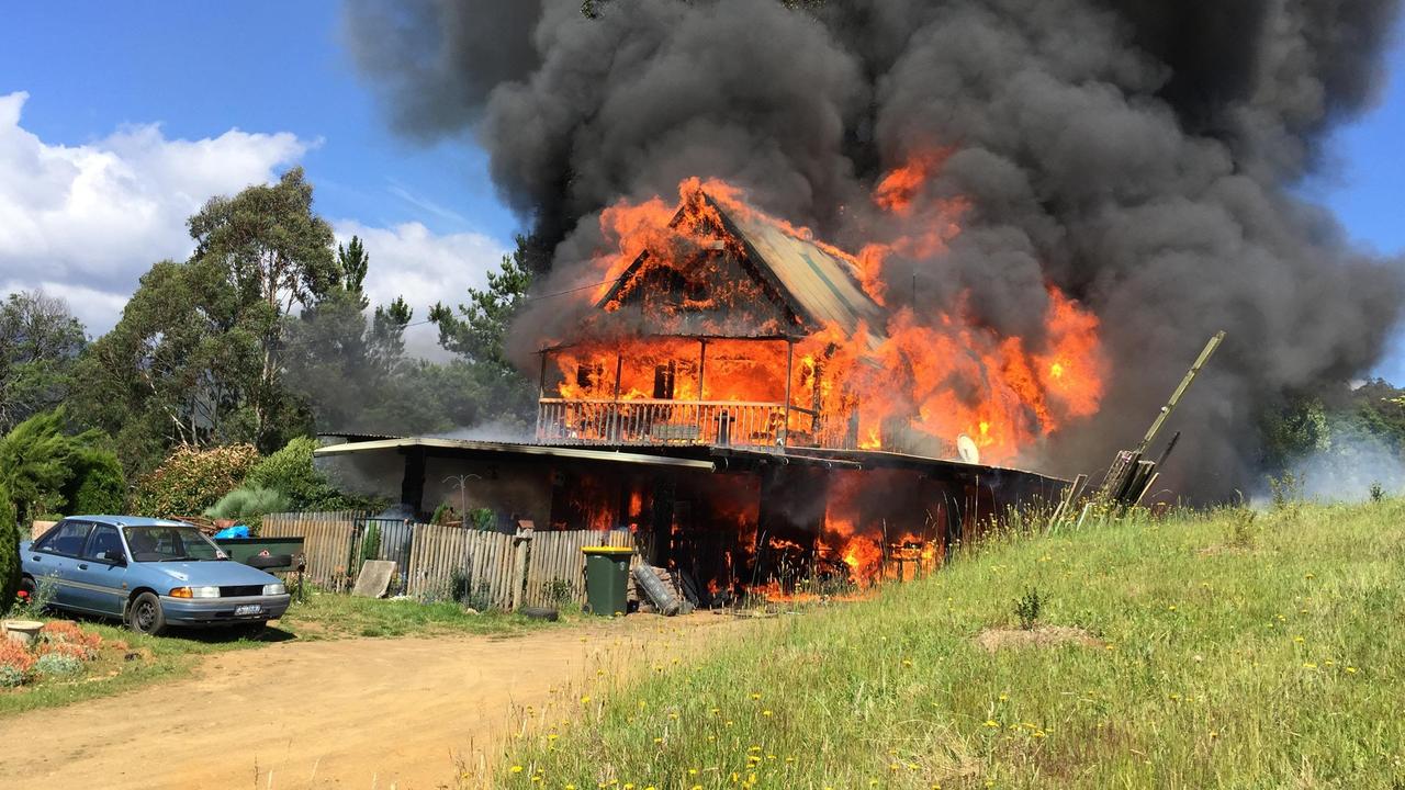 The Birds’ Geeveston home was destroyed by fire. Picture: Stewart Wardlaw