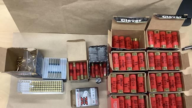 Large quantities of ammunition and bullets were also found. Picture: Queensland Police