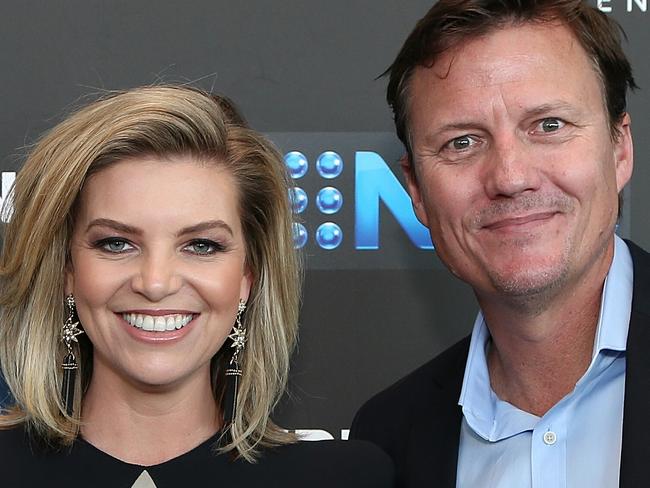 Channel 9 upfronts. Billy Brownless, Rebecca Maddern and James Brayshaw. Picture: Julie Kiriacoudis