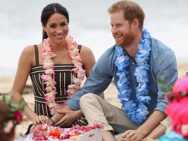 Meghan Markle and Prince Harry at Bondi Beach. Picture: Chris Jackson-Pool/Getty Images