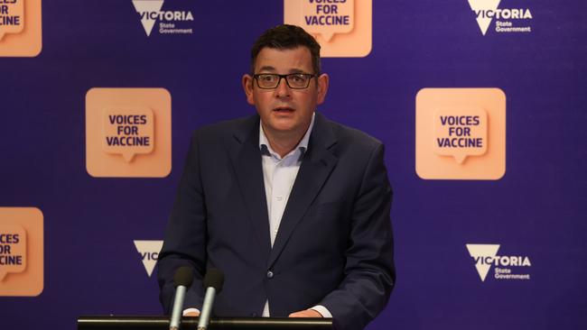 ‘It’s not Freedom Day, not the end of lockdown,’ Daniel Andrews told reporters as he announced an easing of restrictions from Wednesday at his Sunday press conference. Picture: NCA NewsWire / Paul Jeffers