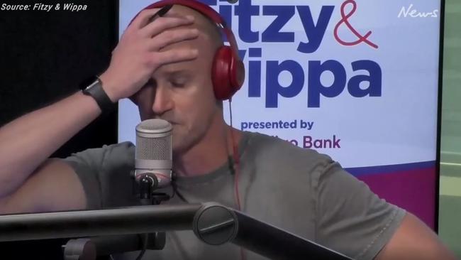 Fitzy Fitzgerald breaks down on air over his dog Cooper’s death in May.