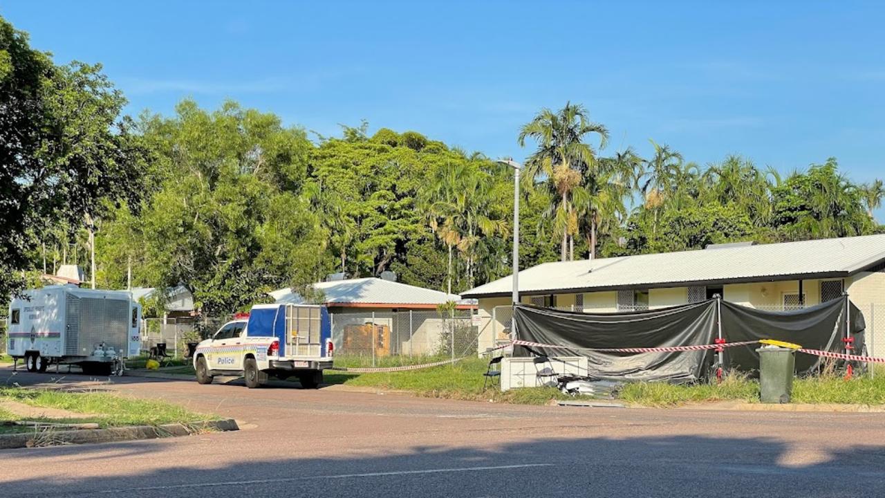 The scene in Malak where a man died. Police are investigating the death and have arrested another man. Picture: Floss Adams