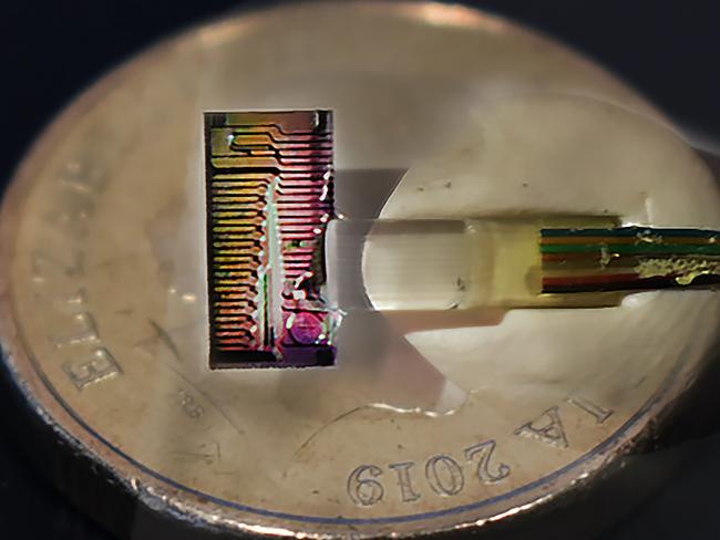 A supplied image of a "micro-comb", a device used by Australian researchers to create the fastest internet speed ever recorded. Picture: AAP Image/Dr Bill Corcoran