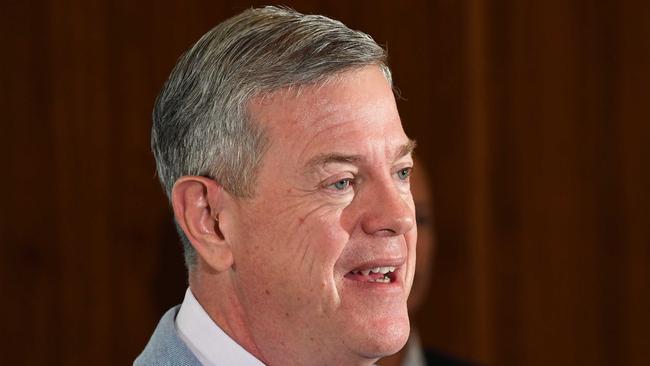 Minister for Health and Ambulance Services Tim Nicholls at media conference in Brisbane. Picture: Patrick Woods.