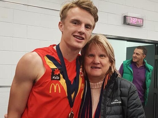 Norwood footballer Jacob Kennerley with mother, Ingrid.