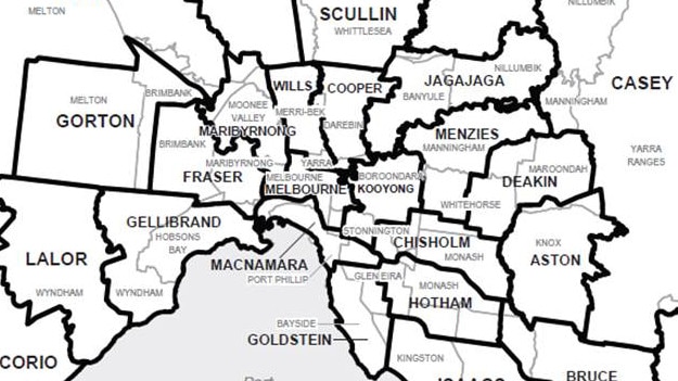 Map of the revised electoral divisions with the abolition of Higgins in Melbourne. Supplied: AEC