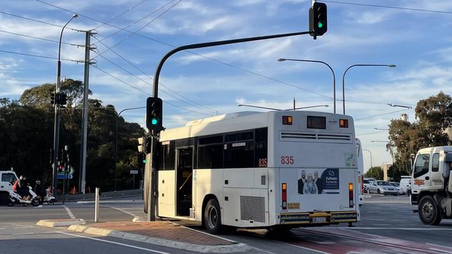 The bus became jammed on the traffic light. Picture: Erin Cutler