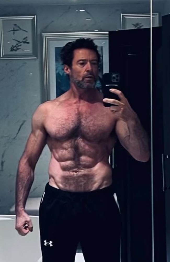 Hugh Jackman shared this sexy selfie to thank his team for helping him transform for the Deadpool & Wolverine movie.