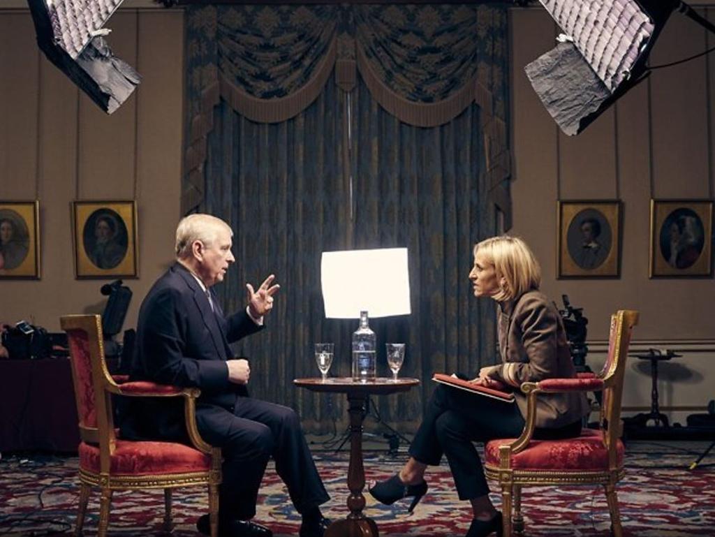 Veteran journalist Emily Maitlis interviewing Prince Andrew at Buckingham Palace. Picture: BBC