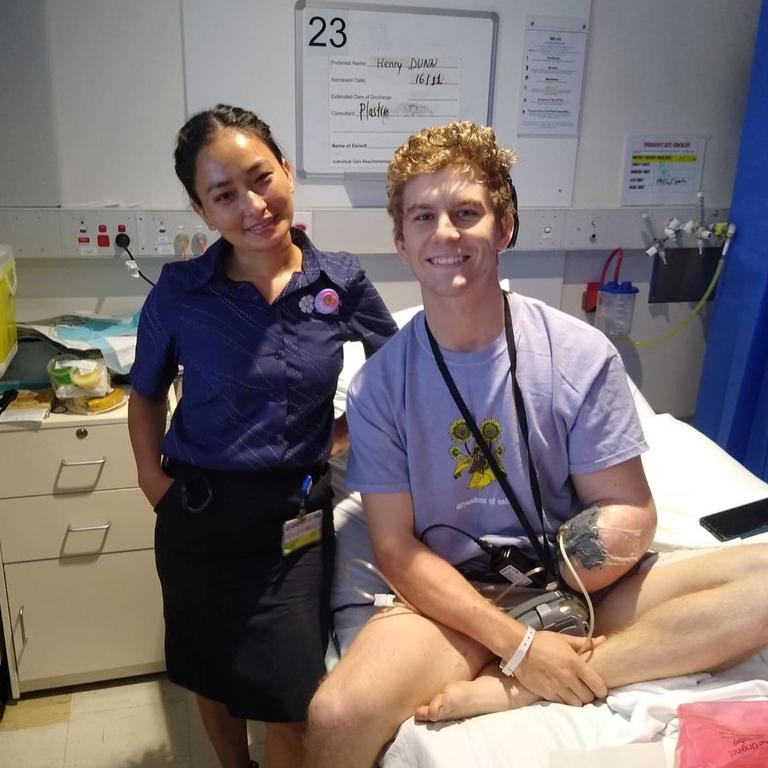 Henry Dunn was on a working holiday in Australia when his arm was crushed. Picture: Instagram