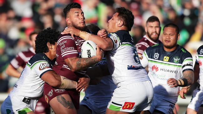 Addin Fonua-Blake led the way up front for Manly. Picture: Getty Images