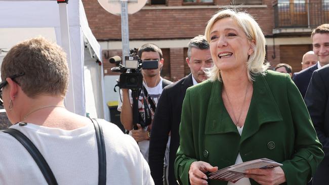 Marine Le Pen, one of the leaders of France’s far-right National Rally party, campaigning this month Picture: AFP