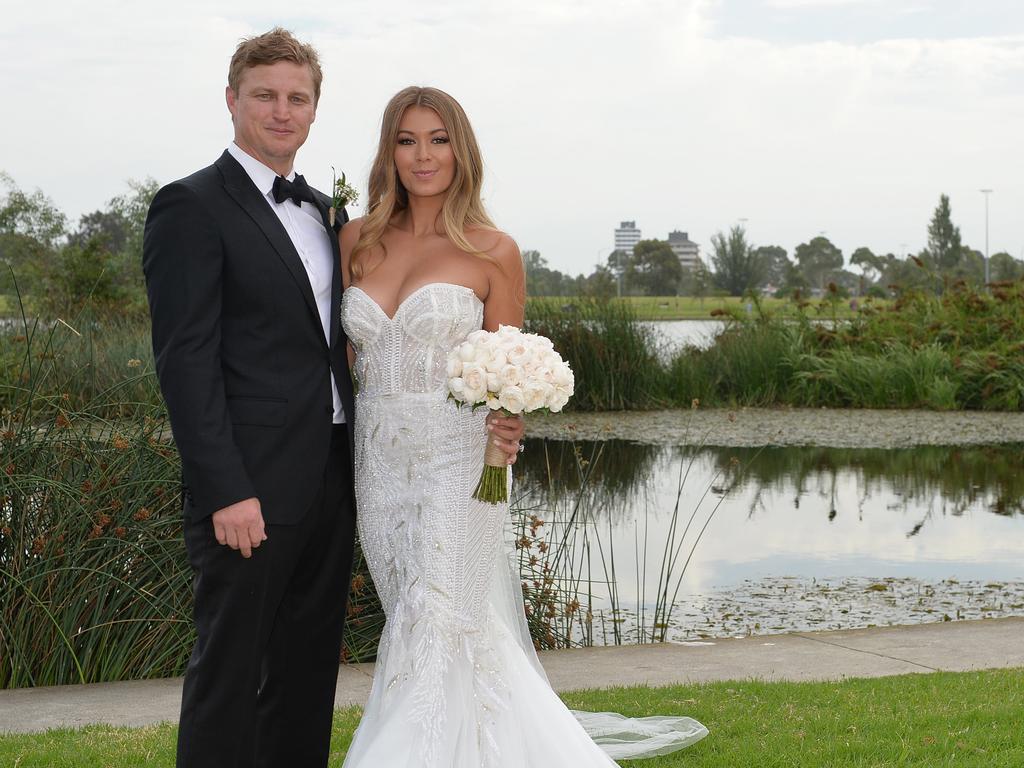 Brett Finch and Elli Johnston at their wedding in Melbourne.