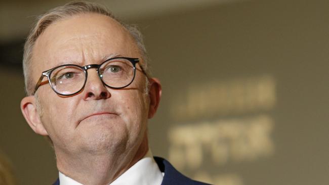 Prime Minister Anthony Albanese speaks at the Sydney Jewish Museum on Wednesday. Picture: NewsWire / John Appleyard