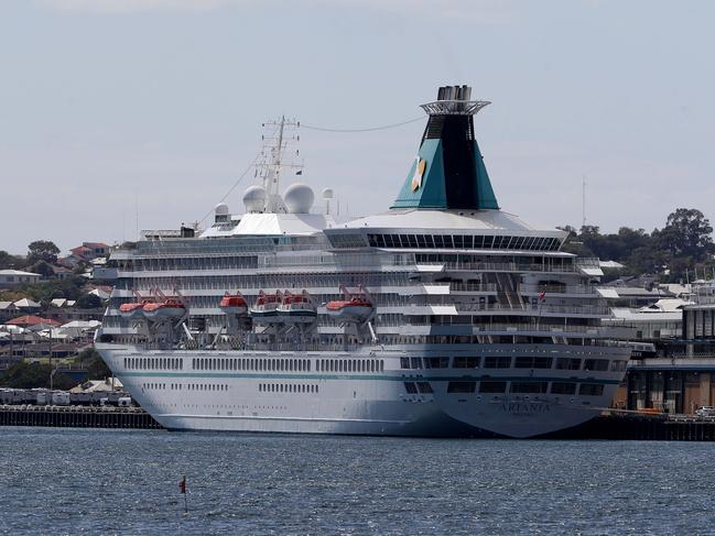 A crew member from the MV Artania died of COVID-19. The ship is moored at Fremantle Port. Picture: Colin Murty/The Australian