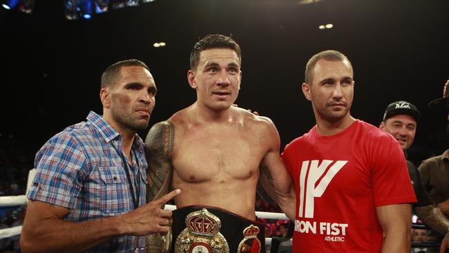 Anthony Mundine, Sonny Bill Williams and Quade Cooper. Pic Jono Searle